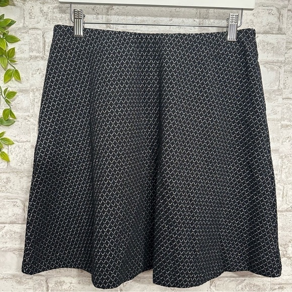 NWT LOFT Black &‎ White Geometric Fun Print Pattern Lined Skirt - Picture 1 of 7